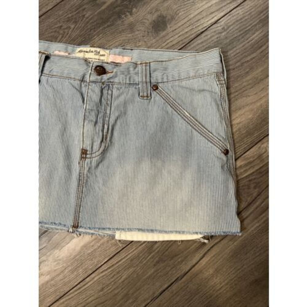Abercrombie & Fitch Size 6 Skirt Denim Micro Mini Y2K Striped Blue VTG - Picture 3 of 11